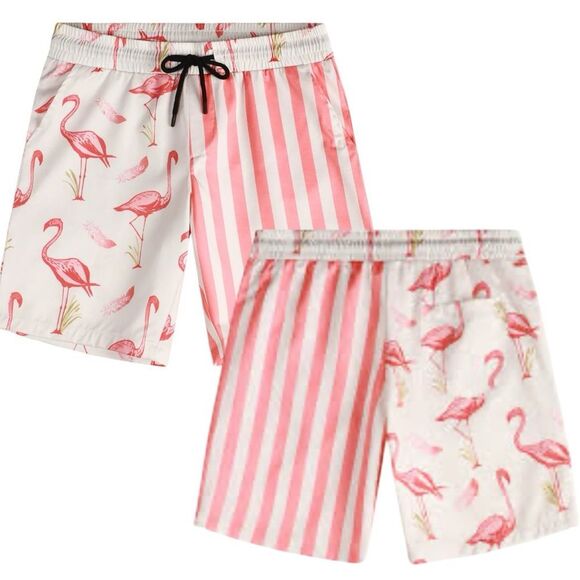 Vatpave Flamingo NWT and Stripe Patterned trunks / Shorts three pockets size XL. - Picture 1 of 9